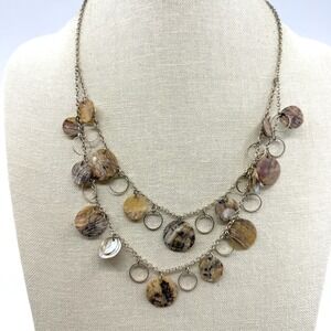 Y2K Boho Earthy Shell Disc Layered Statement Necklace Unique Natural Style Gift‎